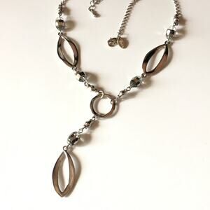 Lia Sophia bright silver tone ovals Y-necklace